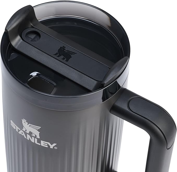 STANLEY Quencher H2.0 Tumbler with Handle and Straw 40 oz | Flowstate 3-Position Lid | Cup Holder Compatible for Travel | Insulated Stainless Steel Cup | BPA-Free | Fluted Black