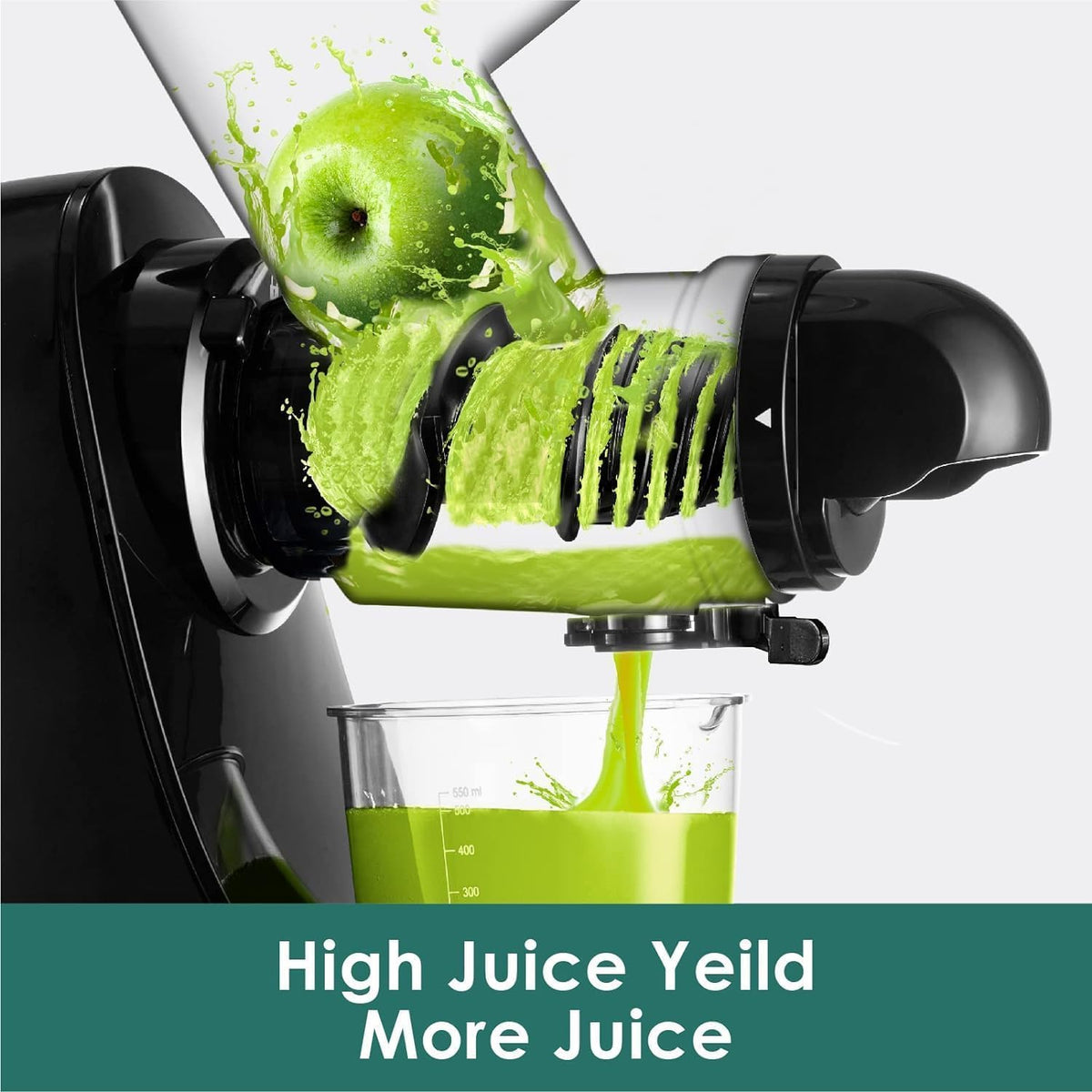 Juicer Machines, Cold Press Juicer, BPA Free Masticating Juicer Machines Vegetable and Fruit, 3-Inch Wide Feeding Chute, Easy to Clean,Quiet and Strong DC Power, 200W(Black)