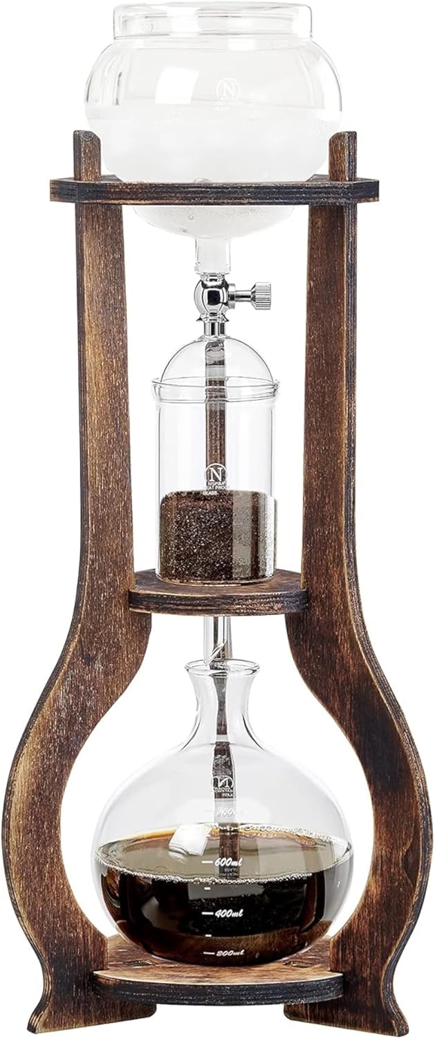 Nispira Iced Coffee Cold Brew Drip Tower Coffee Maker Wooden, 6-8 cup