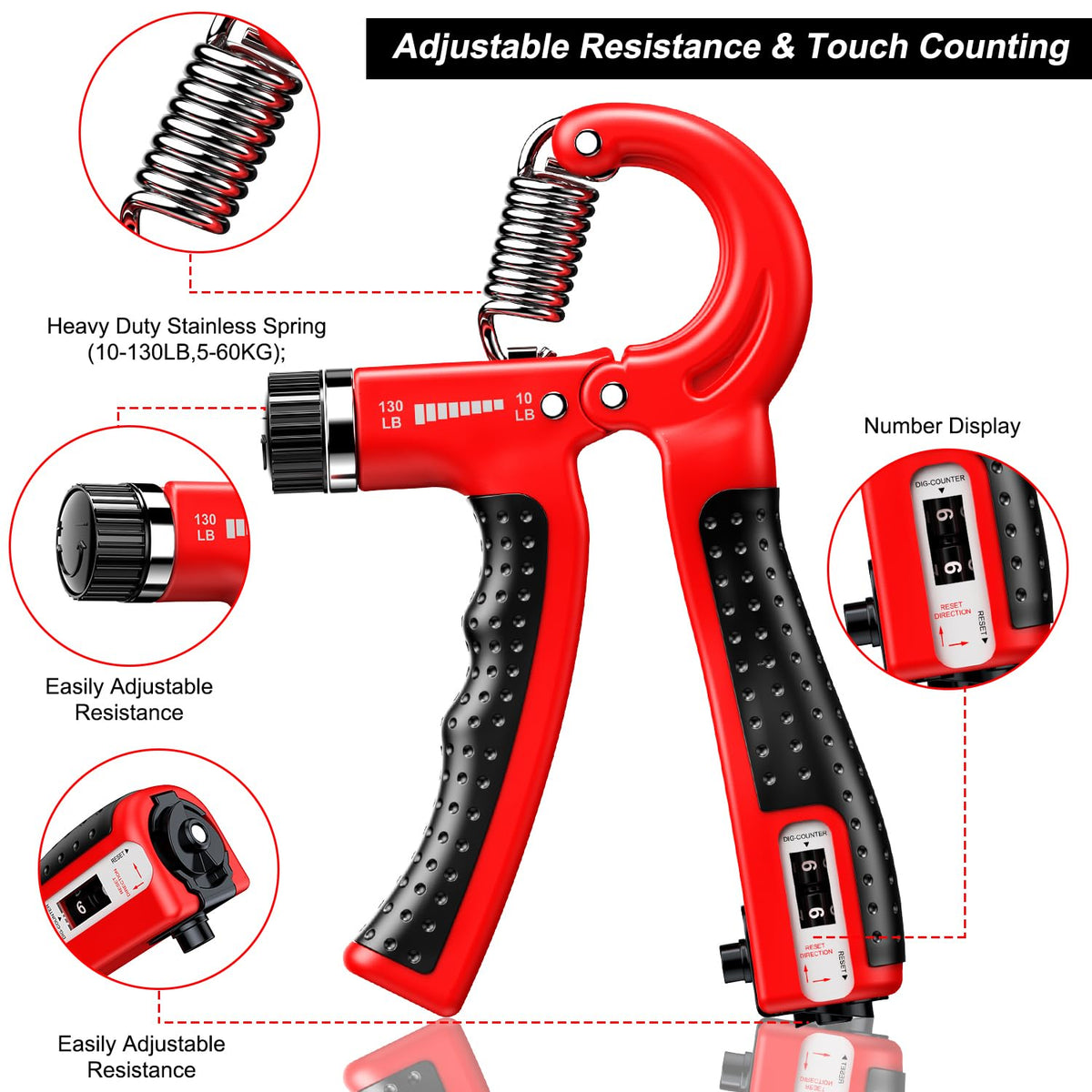 KDG Grip Strength Trainer 2 Pack Adjustable Resistance Forearm Exerciser