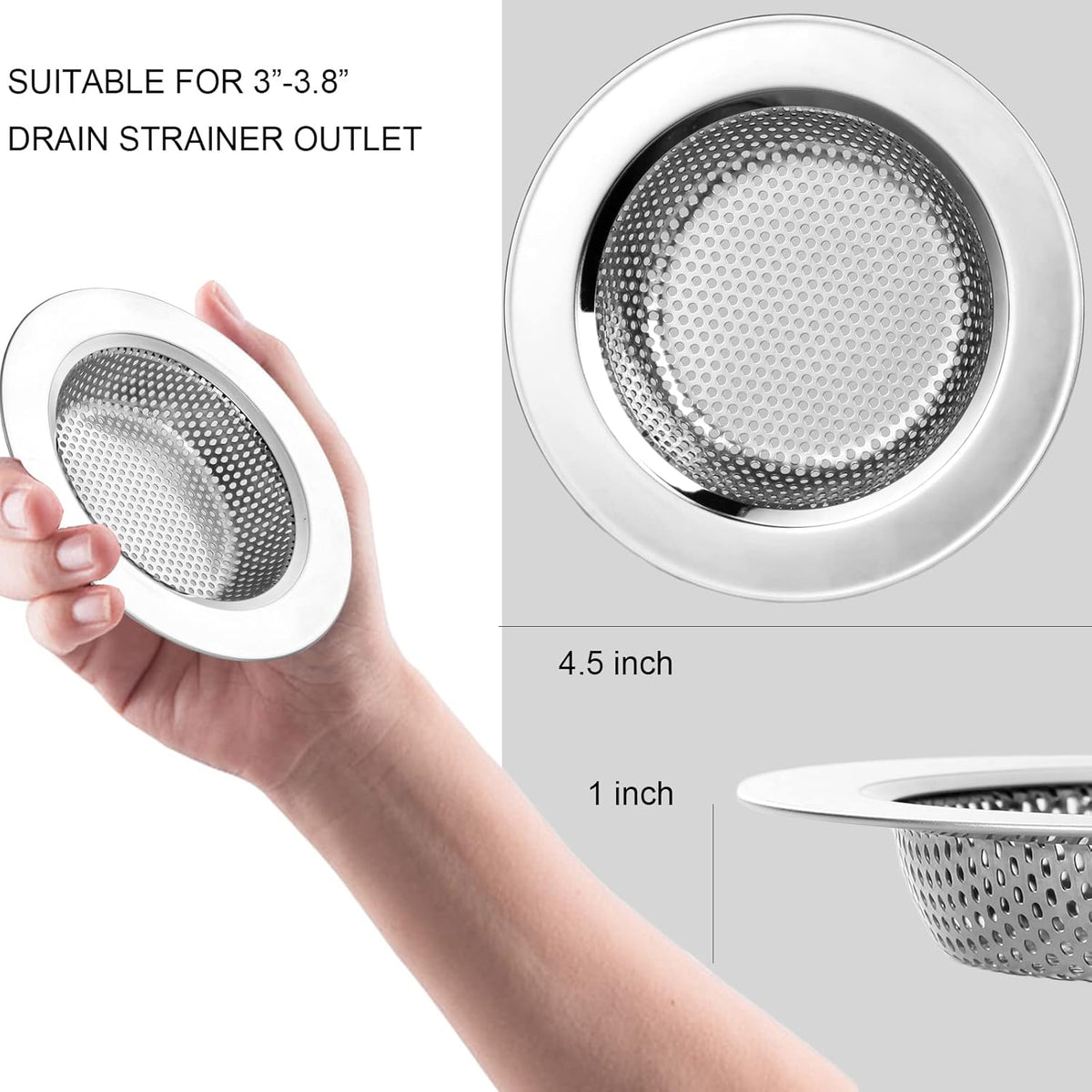 Sink Drain Strainer Stopper, Stainless Steel Garbage Disposal Plug, Sink Strainer and Stopper, Food Catcher for Standard 3-1/2 Inch Kitchen Sink Drain