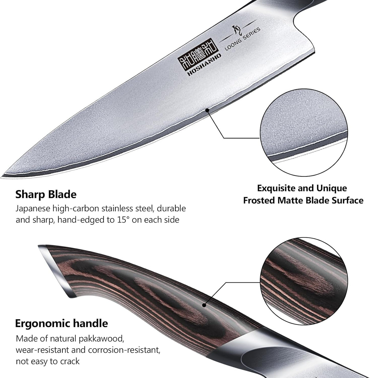 3 Pieces Knife Set, Professional Japanese High Carbon Stainless Steel Kitchen Knife Set, Ultra Sharp Chef Knives Sets with Ergonomic Pakkawood Handle