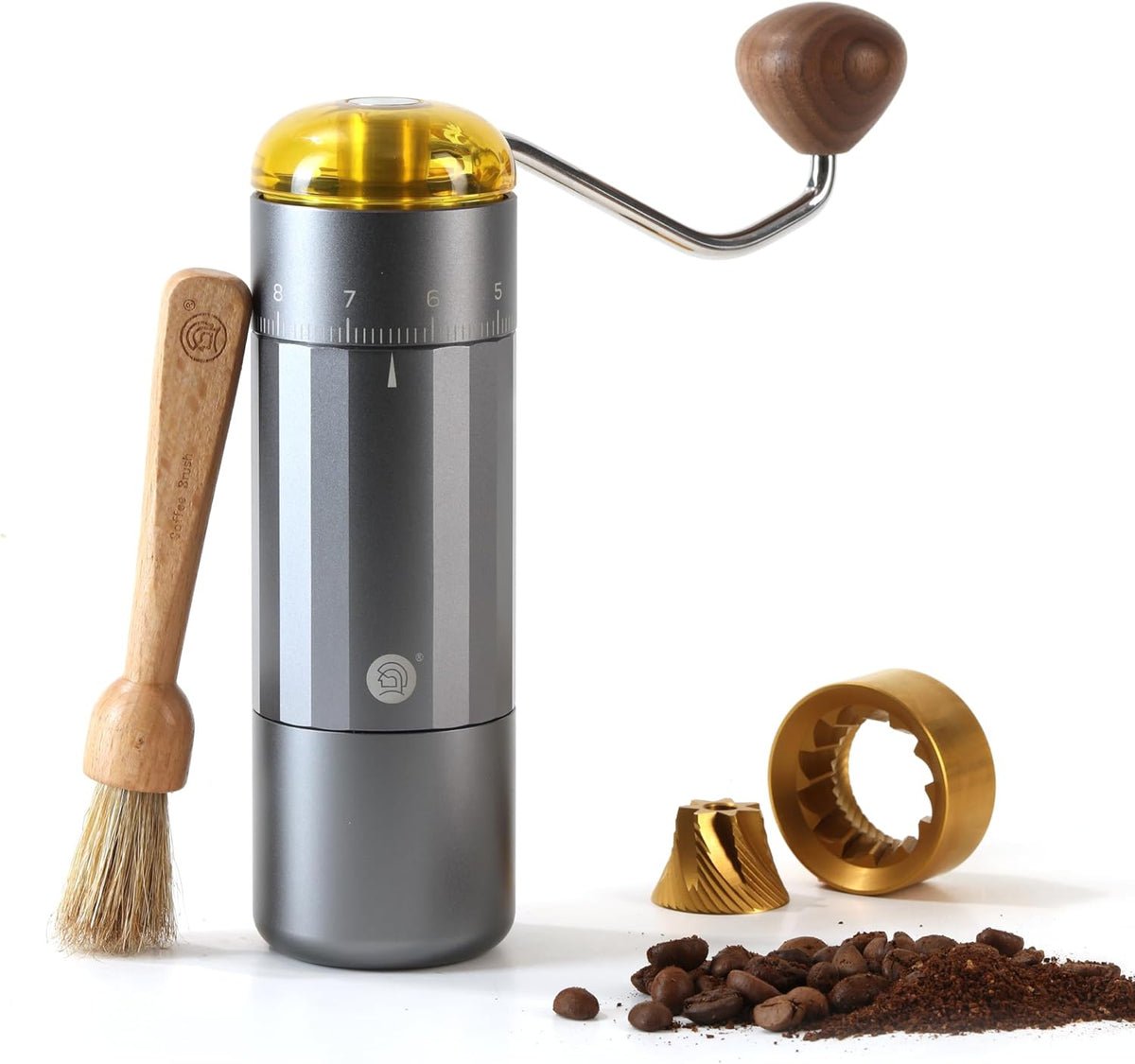 Manual Coffee Grinder, Z5 Hand Coffee Grinder with 25g Capacity External Adjustable Knob, Manual and Electric Dual Mode grinder, Espresso, Mocha, Pour-over, French Press Gray