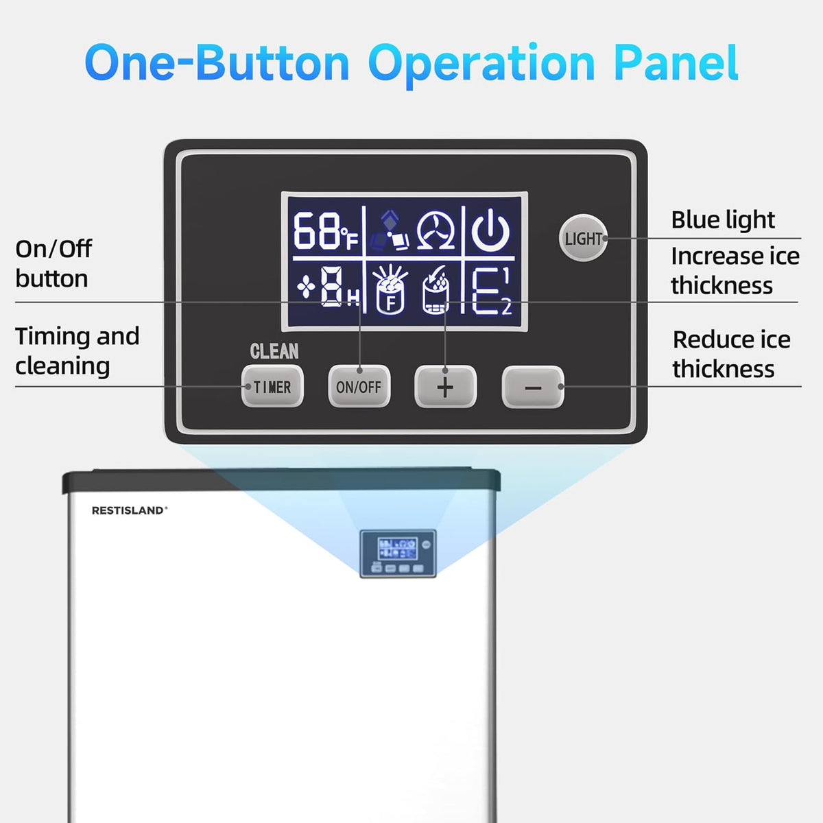 Commercial Ice Maker Machine, 360 lbs /24 h, 200 lbs Storage Bin, Industrial Ice Machine, Blue Light, Stainless Steel, Perfect for Bar/Home/Business