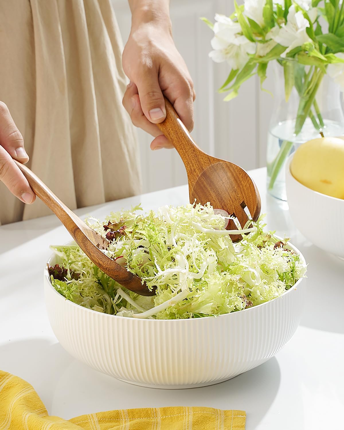 getstar Large Serving Bowls (9.5 inch & 92 fl oz), Ceramic Salad Bowl Set of 2, Microwave and Dishwasher Safe