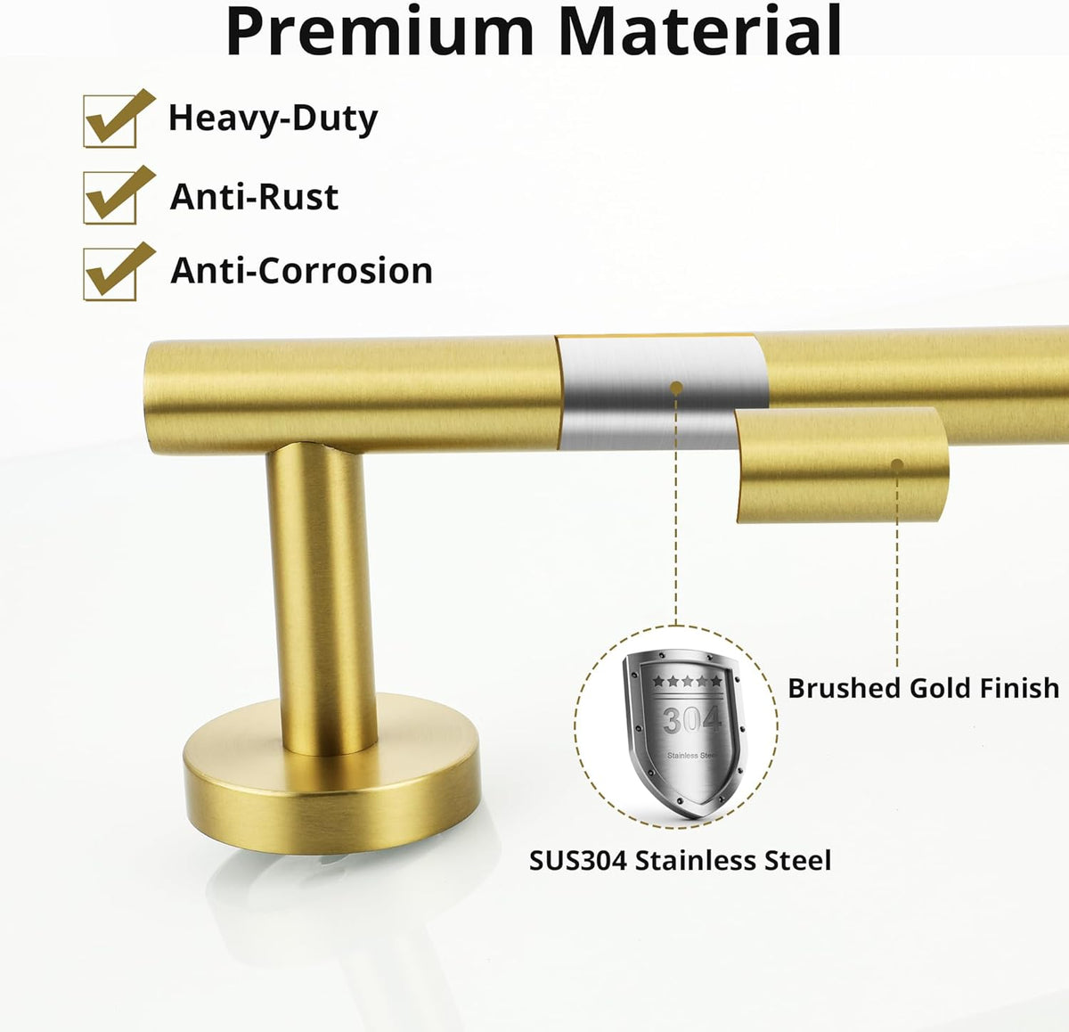 SAYAYO Towel Racks for Bathroom, 24 Inch Towel Bar Brushed Gold, Towel Rod Towel Holder Wall Mount SUS304 Stainless Steel (26 Inch Total Length)
