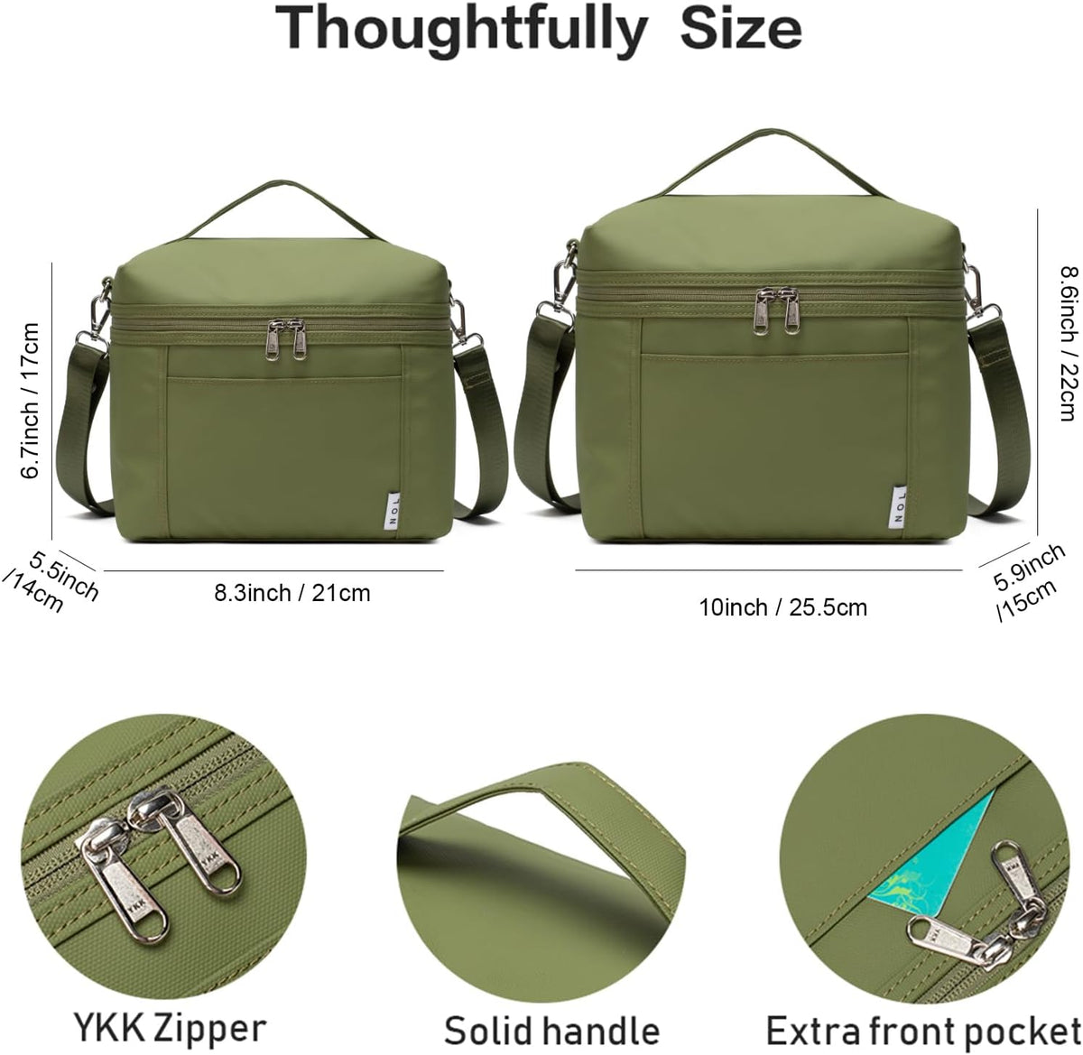 NOL Natural Organic Lifestyle Insulated Lunch Bags for Women Cooler Bag Lightweight Nylon Waterproof Lunch Box For Work