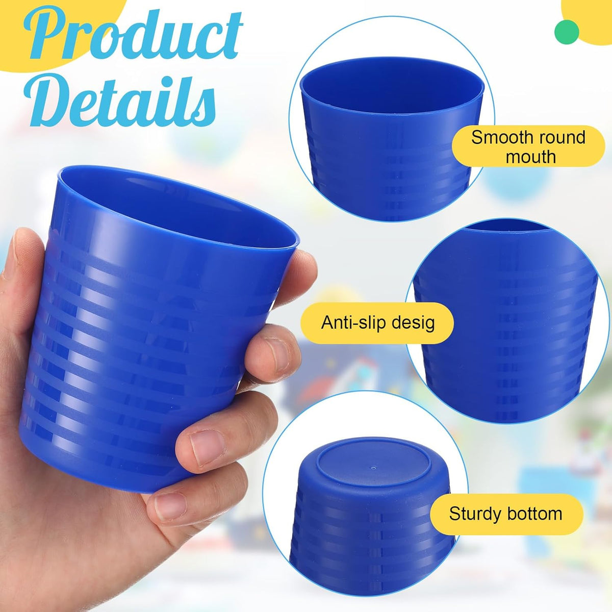 Eccliy 36pcs Kids Cups 8 oz Unbreakable Plastic Stackable Juice Reusable Tumblers Bulk Plastic Drinking Cups for Toddlers Baby Kids, Dishwasher Safe, 6 Colors(Classic color)