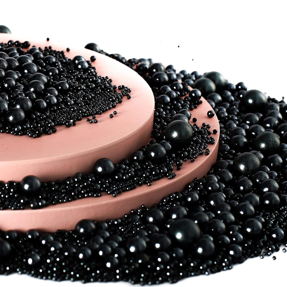 Kasvan Black Pearl Sugar Sprinkles - Edible Candy Pearls 130g/4.58 Oz, Mix Size, Baking Cake Decorations, Ice Cream Toppings and Cookie Decorating, Wedding Party Chirstmas Supplies