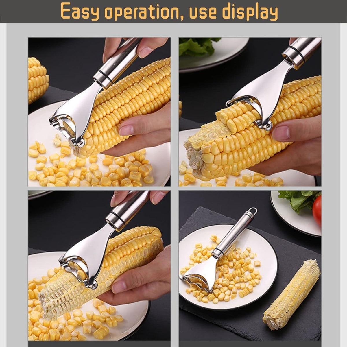 2PCS Corn Planer Cutter Thresher Peeler, Corn Thresher Cob Stripper Tool,Premium Stainless Steel Corn Thresher Cob Remover tool with Ergonomic Handle