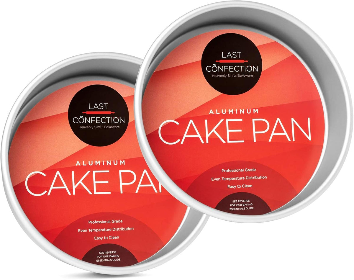 LAST CONFECTION 2-Piece Round Cake Pan Set - 8" x 2" Deep Aluminum Pans
