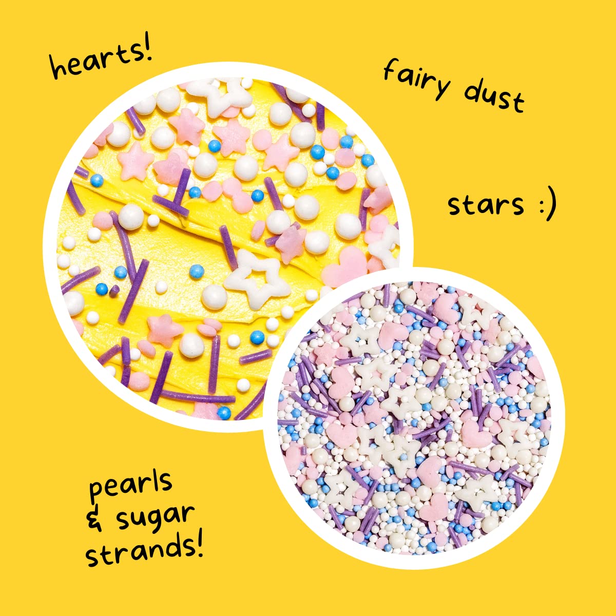 Supernatural Unicorn Tracks Natural Confetti Sprinkles, Heart & Star Shapes, Organic Dye Free, Soy Free, Gluten Free, Vegan, 3oz