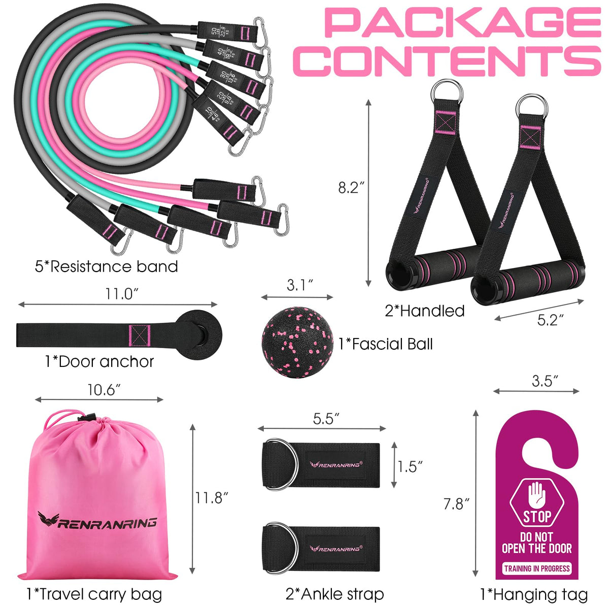 Resistance Bands with Handles, 5 Level Exercise Bands, 150LBS Workout Bands