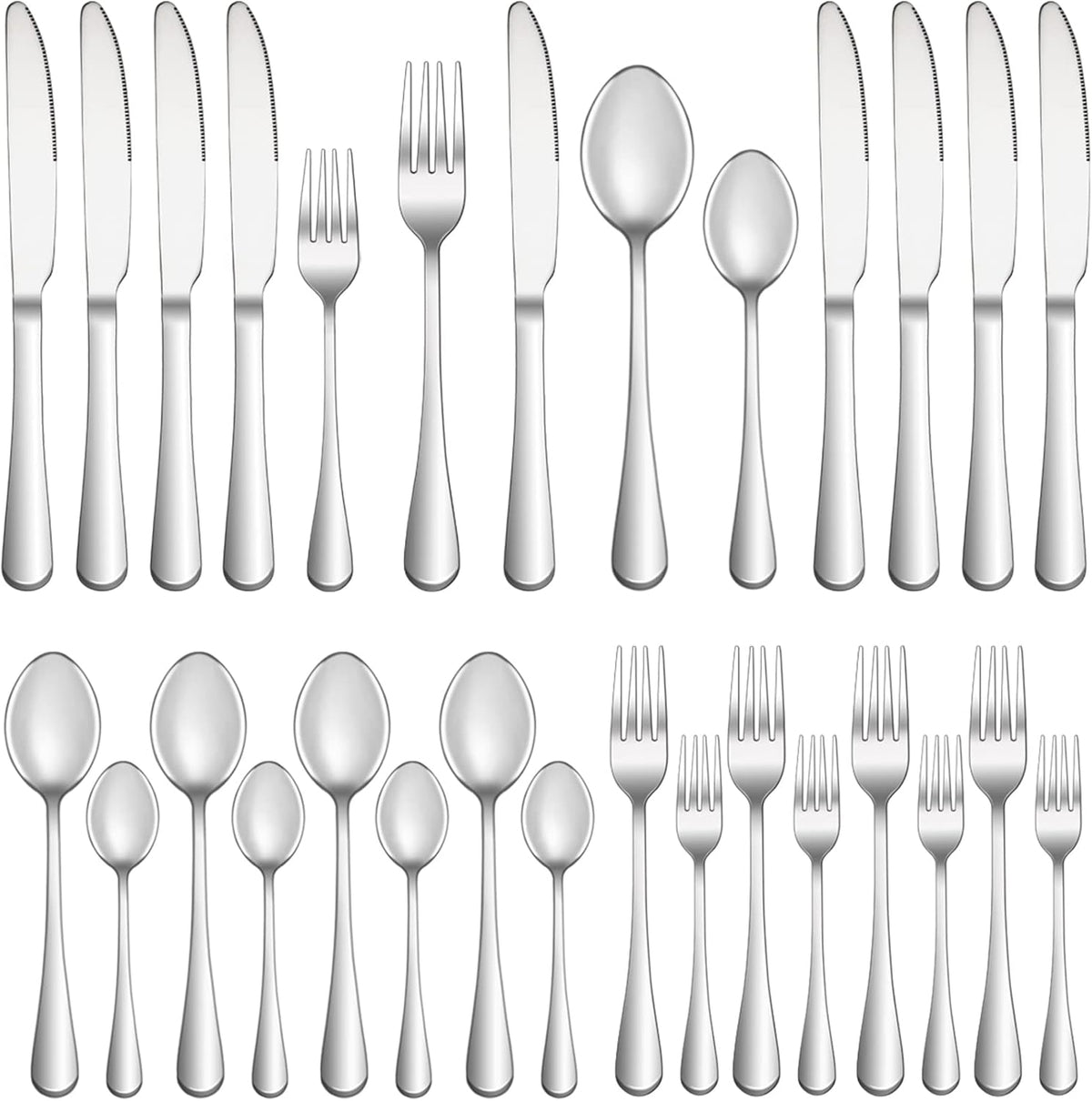 20 Piece Silverware Set Service for 4,Premium Stainless Steel Flatware Set,Mirror Polished Cutlery Utensil Set,Durable Home Kitchen Eating Tableware Set,Include Fork Knife Spoon Set,Dishwasher Safe