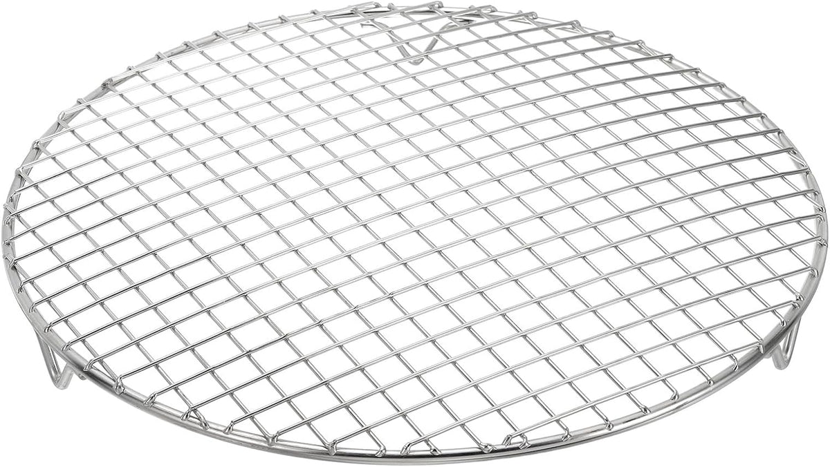 uxcell Round Cooking Rack with Legs, Dia 11.6 Inch 304 Stainless Steel Barbecue Grill for Cooking Baking Barbecue Air Fryer Racks, Silver