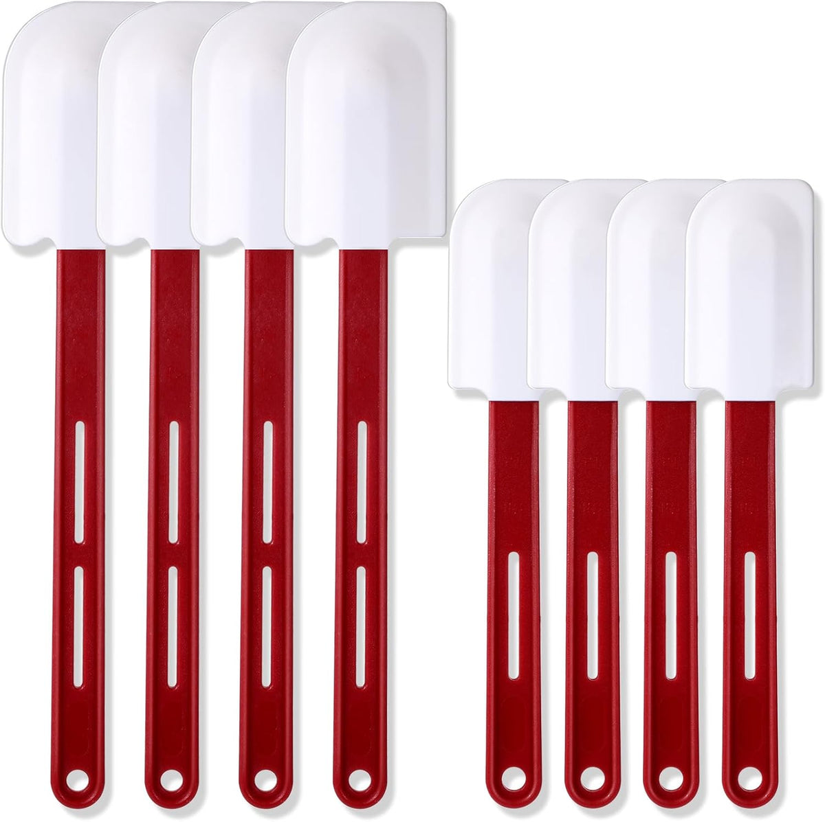 Norme 8 Pcs High Temp Silicone Spatulas Heat Resistant Rubber Spatula Commercial Silicone Scraper with Handle for Kitchen Cook Baking Mixing Utensil, Dishwasher Safe (10 Inch,14 Inch)
