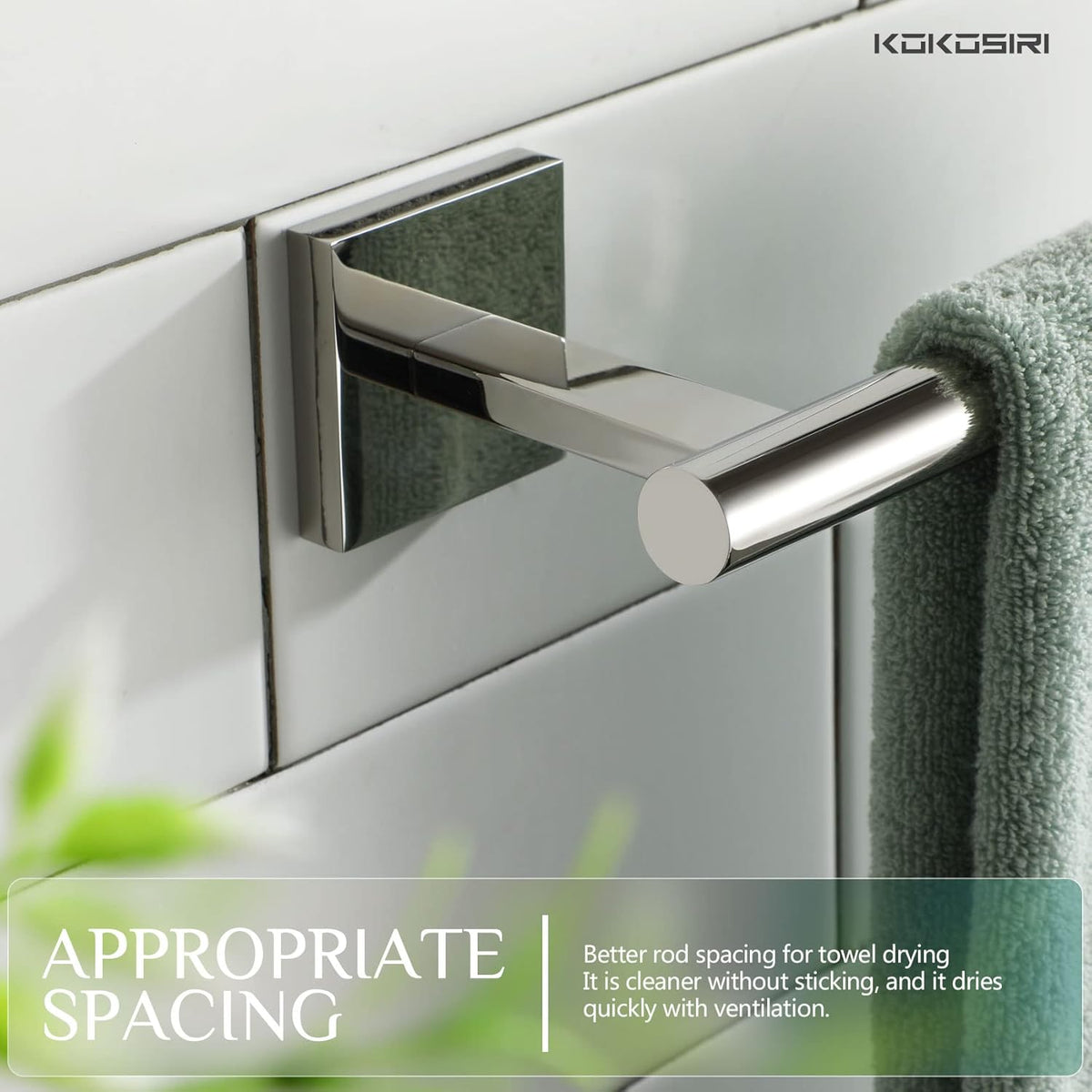 KOKOSIRI Bathroom Hand Towel Holder Rack Bathroom Hardware, Suitable for Wall Mounted Towel Bar Screw in, Polished Stainless Steel B3008CH
