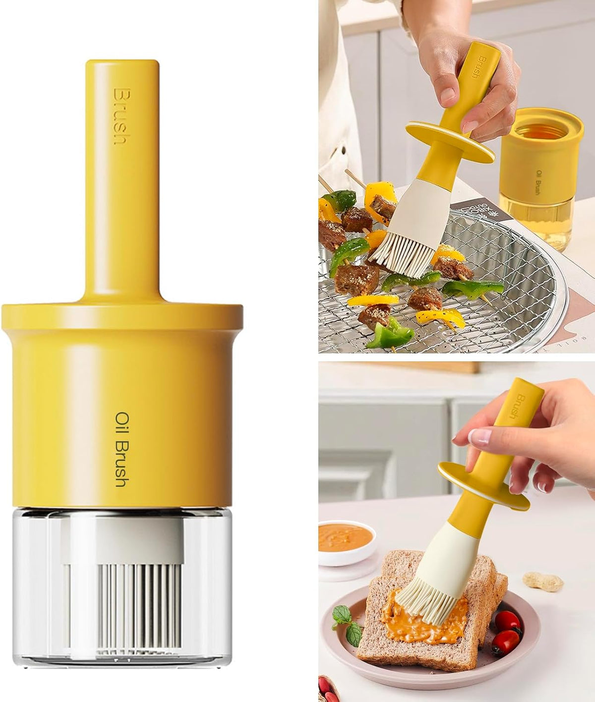 YARRAMATE 300ml /10oz Oil Dispenser with Brush - Glass Oil Bottle for Kitchen with Silicone Heat Resistant Basting Brush - Cooking Brush for Vinegar Sauce BBQ Grill Frying -Orange