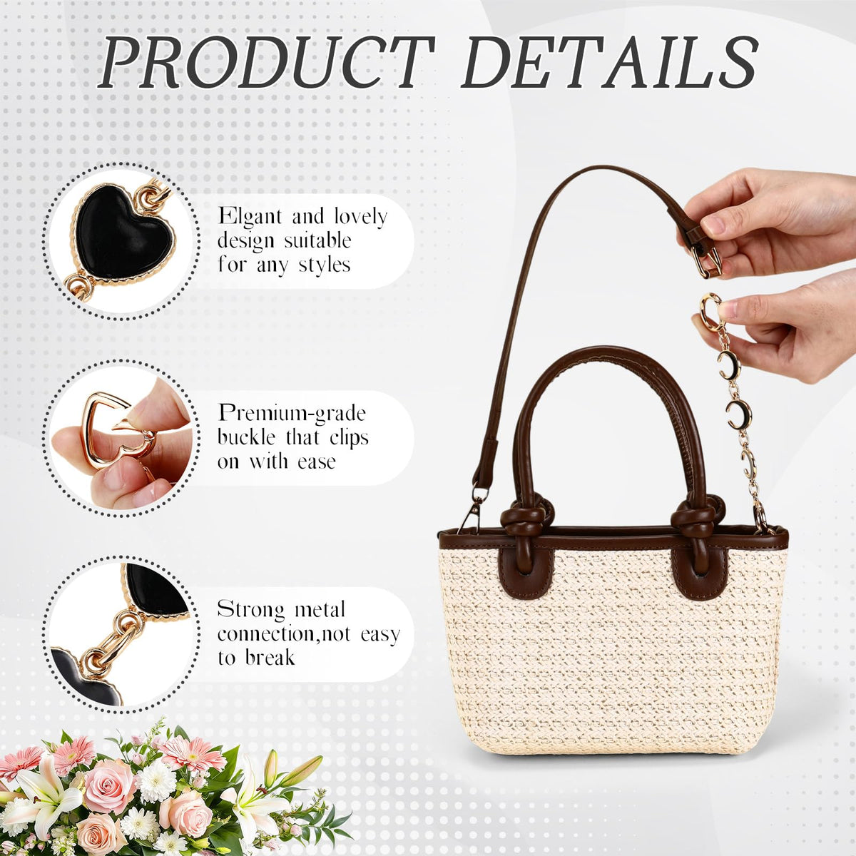 Sureio 9 Pcs Bag Extender Chain Purse Cute Keychain Black Strawberry