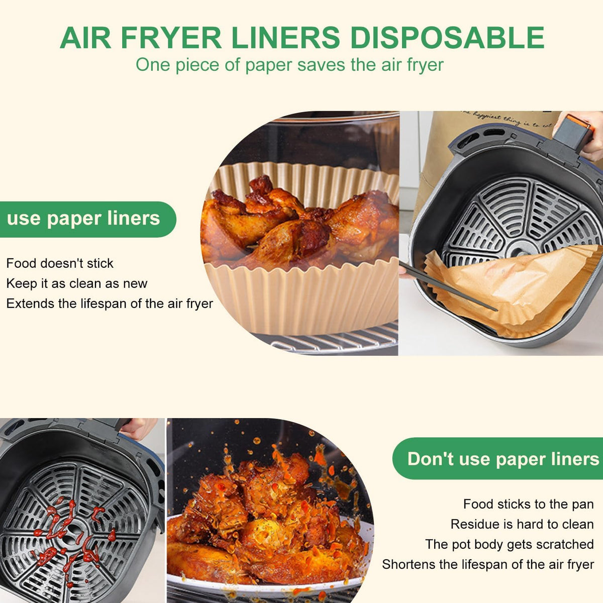 250 Pcs Air Fryer Liners Disposable 8 Inch Square - Paper Liner for 5-8 Qt, Non-Stick Oil-Resistant Parchment Paper for Ovens, Microwaves and Air Fryer Accessories