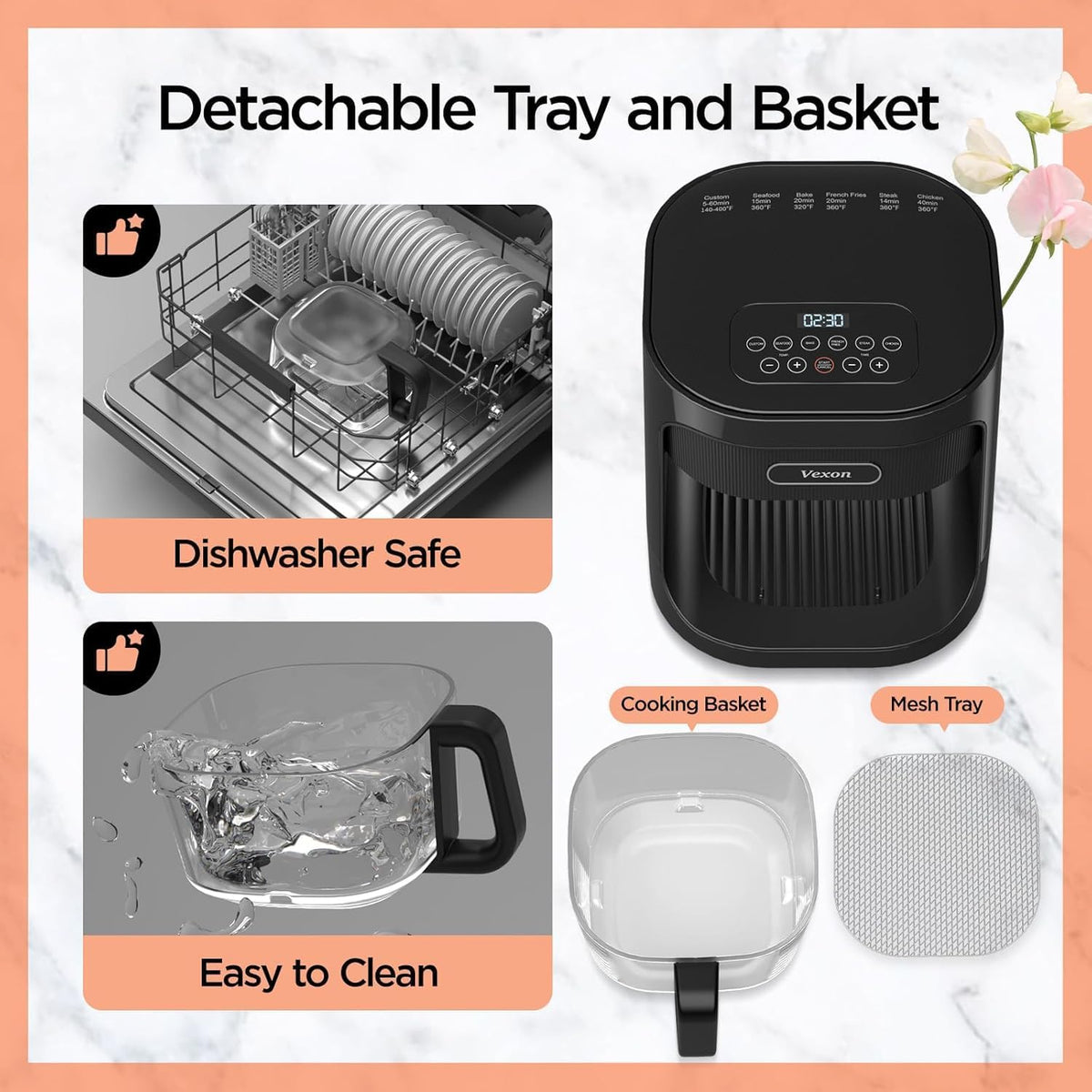 4.5QT Large Air Fryer – See-Through Glass, 360° Hot Air and Auto Shut-Off for Golden, Crispy Food
