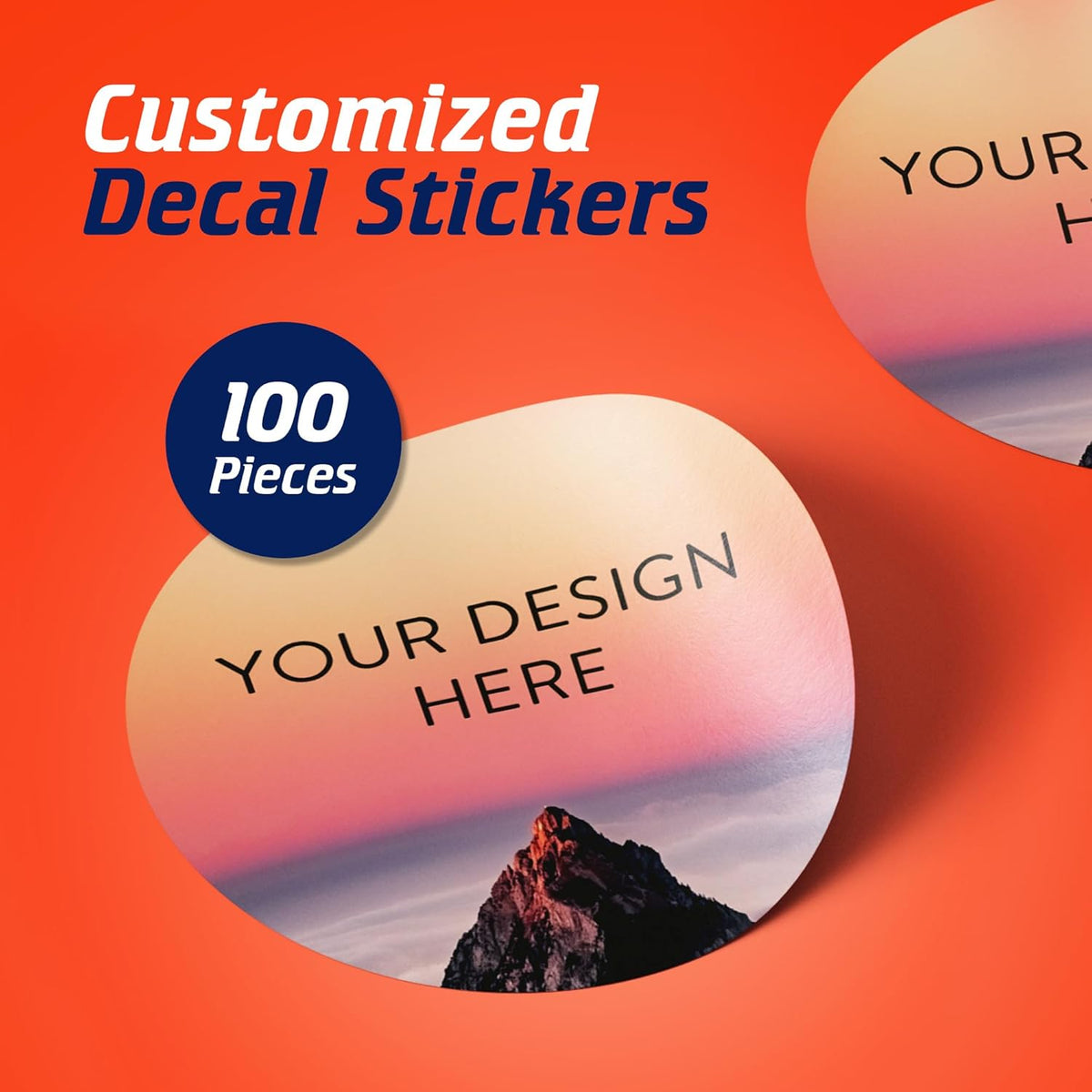 100 Custom Vinyl Stickers - Upload Your own Image, Text, Design, Logo - Personalized Logo Labels for Handmade, Packaging, Bottle, Jars, Candle, Brand Stickers (Mountain, 5x5)