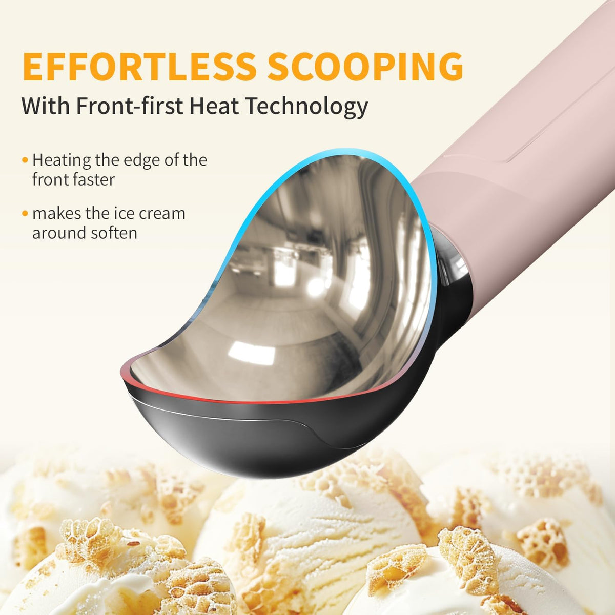 Heated Ice Cream Scoop, Rechargeable Electric Scooper for Hard IceCream, Self Warming Spoon Max to 158℉, Rust-Proof, anti freeze handle, Easy to Clean