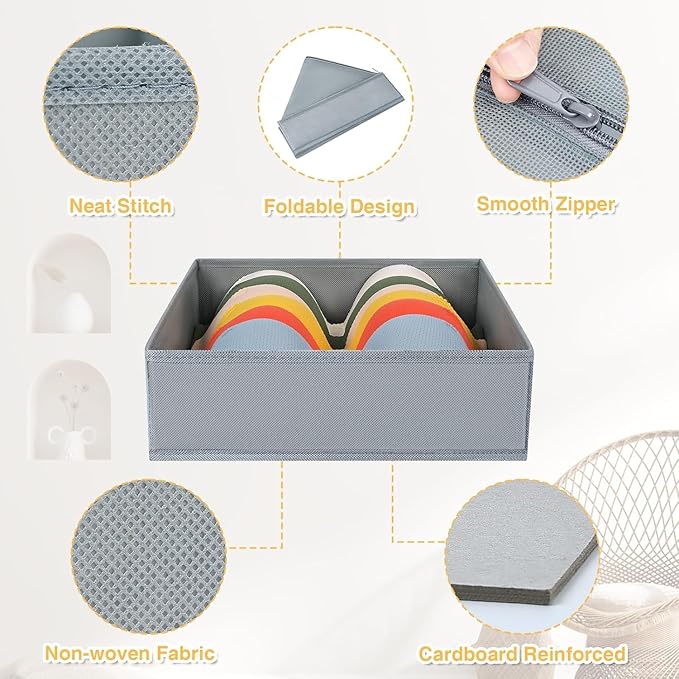 DIMJ Drawer Organizer Clothes 18 Pack - Foldable Baby Organizers and Storage & Dresser Organizer for Bedroom, Closet - Nursery Organization Dresser Dividers for underwear, Sock,Bra, Belt, Tie, Gray