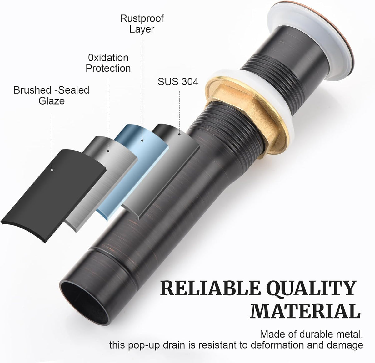 Pop up Sink Drain Stopper for Bathroom Vessel Vanity Sink Art Basin Oil Rubbed Bronze, Small Cap Without Overflow, Metal Pop-up Drain Strainer with Detachable Basket Stopper