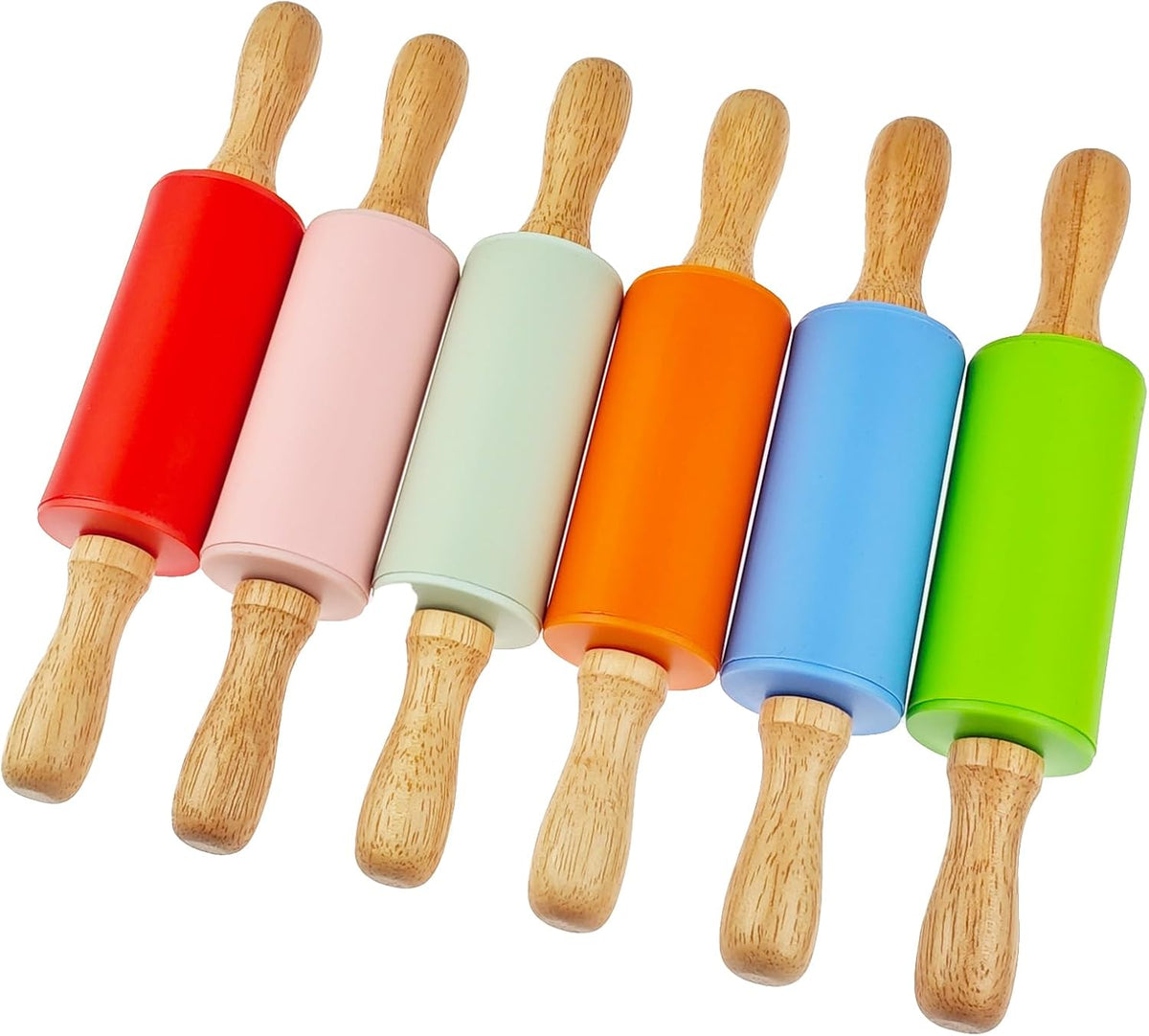 6 Pack Small Rolling Pin for Kids, Kids Rolling Pin for Home Kitchen (6 colors) (9 Inch)