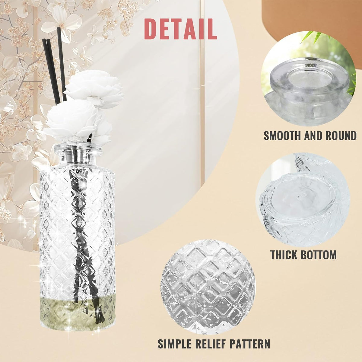 Glass Flower Vase, Aromatherapy Bottle, Small Vase, 6 Sets, Simple, Centerpieces for Table, White Transparent, for Home Decoration, Anniversary, Wedding