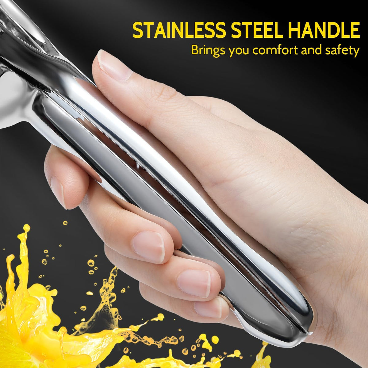 Lemon Squeezer, Sopito Lemon Juicer Stainless Steel Lime Squeezer Heavy Duty with Large Metal Lemon Juicer Squeezer Bowl for Seedless Juicing, Non-Slip Grip Design Lemon Squeezer Manual