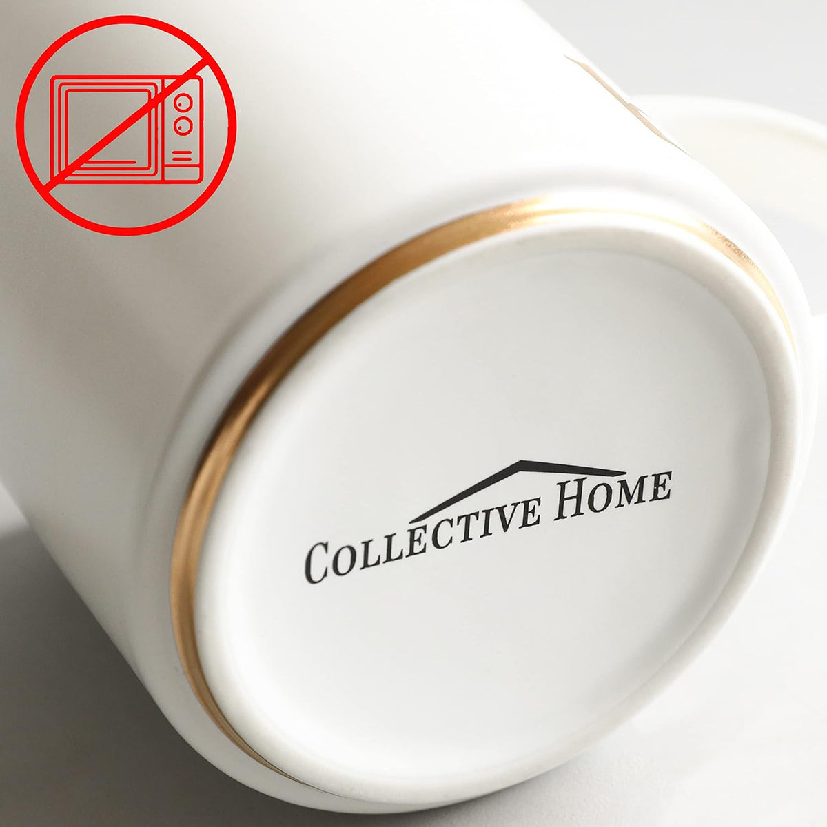 COLLECTIVE HOME - Monogram Ceramic Mugs, 15 oz Golden Initial Coffee Cups, Elegant Alphabet Tea Mugs, Elegant Personalized Mug with Gift Box, Unique Mug with Double Side Capital Letter (J)