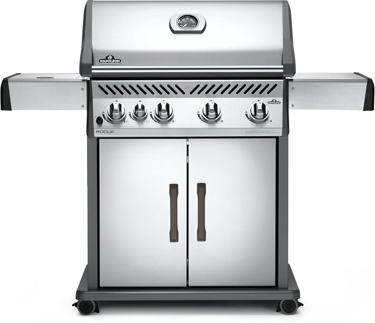 Napoleon Rogue 525 Natural Gas Grill with Range Side Burner, Stainless Steel, Durable 4-Burner Cooking