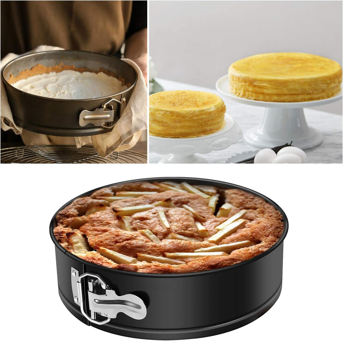 9 Inch Springform Pan Nonstick - Cheesecake Pan with Removable Bottom/Leakproof - Round Cake Pan with 50 Pcs Parchment Paper Liners - Fits 6 Qt 8 Qt Pressure Cooker
