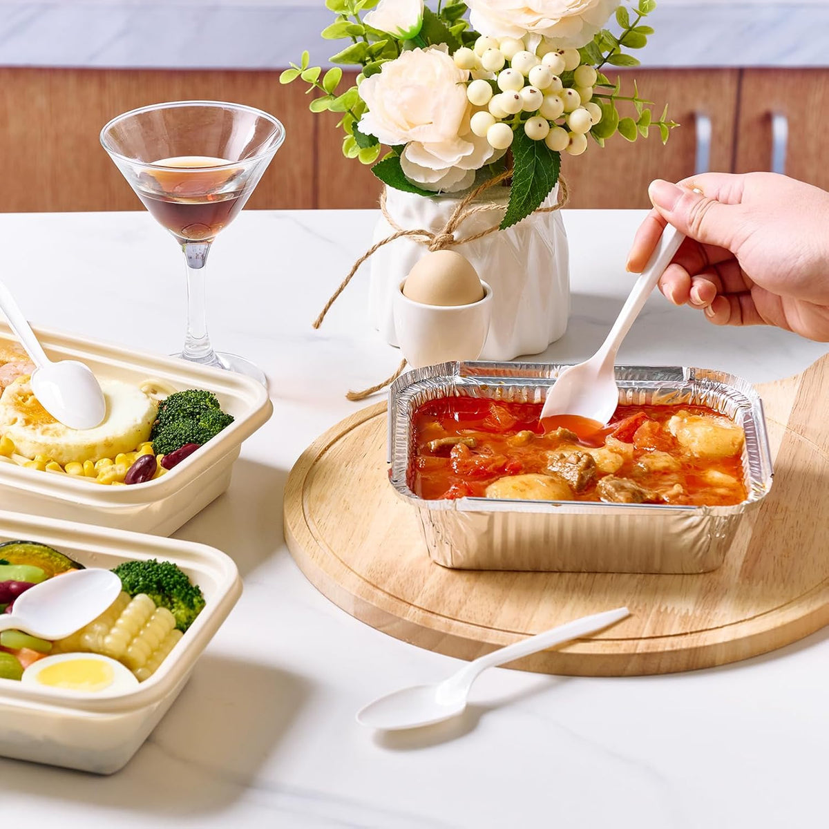 FOCUSLINE 1000 Pack Plastic Teaspoons White, Disposable Spoons Bulk, Heat Resistant Disposable Spoons for Take out Restaurants, Family Gatherings, Outdoor Activities