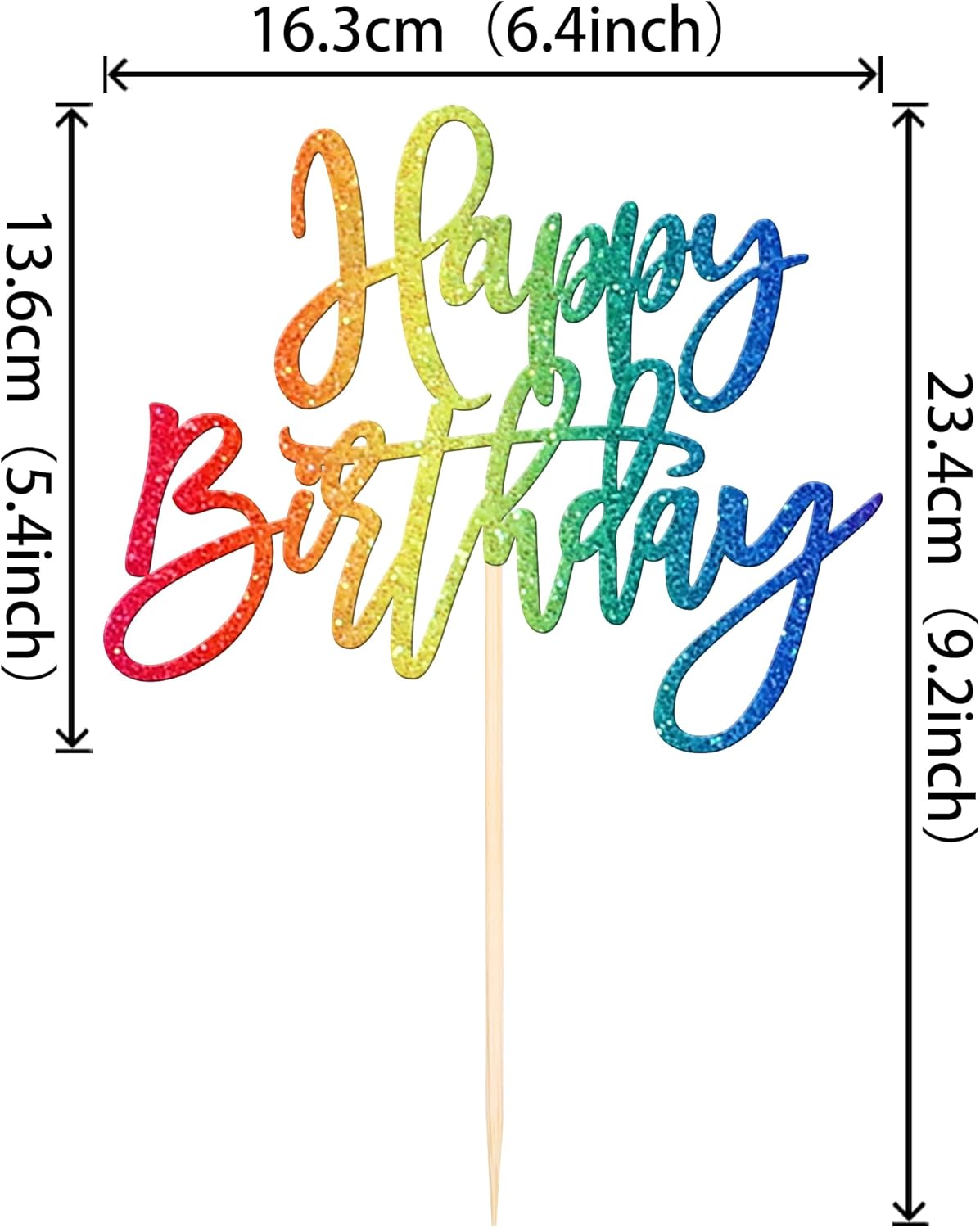 ZHUOWEISM 1 PCS Happy Birthday Cake Topper Glitter Happy Birthday Cake Pick for Celebrating Happy Birthday Anniversary Theme Party Cake Decorations Supplies Colorful