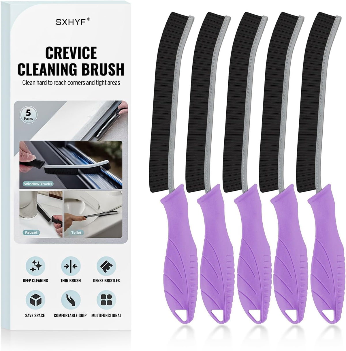 SXhyf Crevice Cleaning Brush - Grout Scrub Brush, House Cleaning Supplies, Gap Cleaning Tools, Home Essentials, Gifts for Women Men, Hard Bristle Crevice Cleaner Brush for Household Use, Bathroom