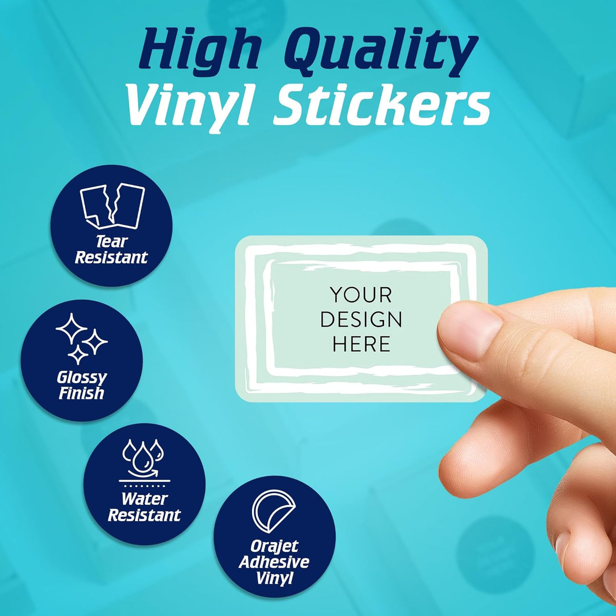 100 Custom Vinyl Stickers - Upload Your own Image, Text, Design, Logo - Personalized Logo Labels for Handmade, Packaging, Bottle, Jars, Candle, Brand Stickers (Mint, 3x2)