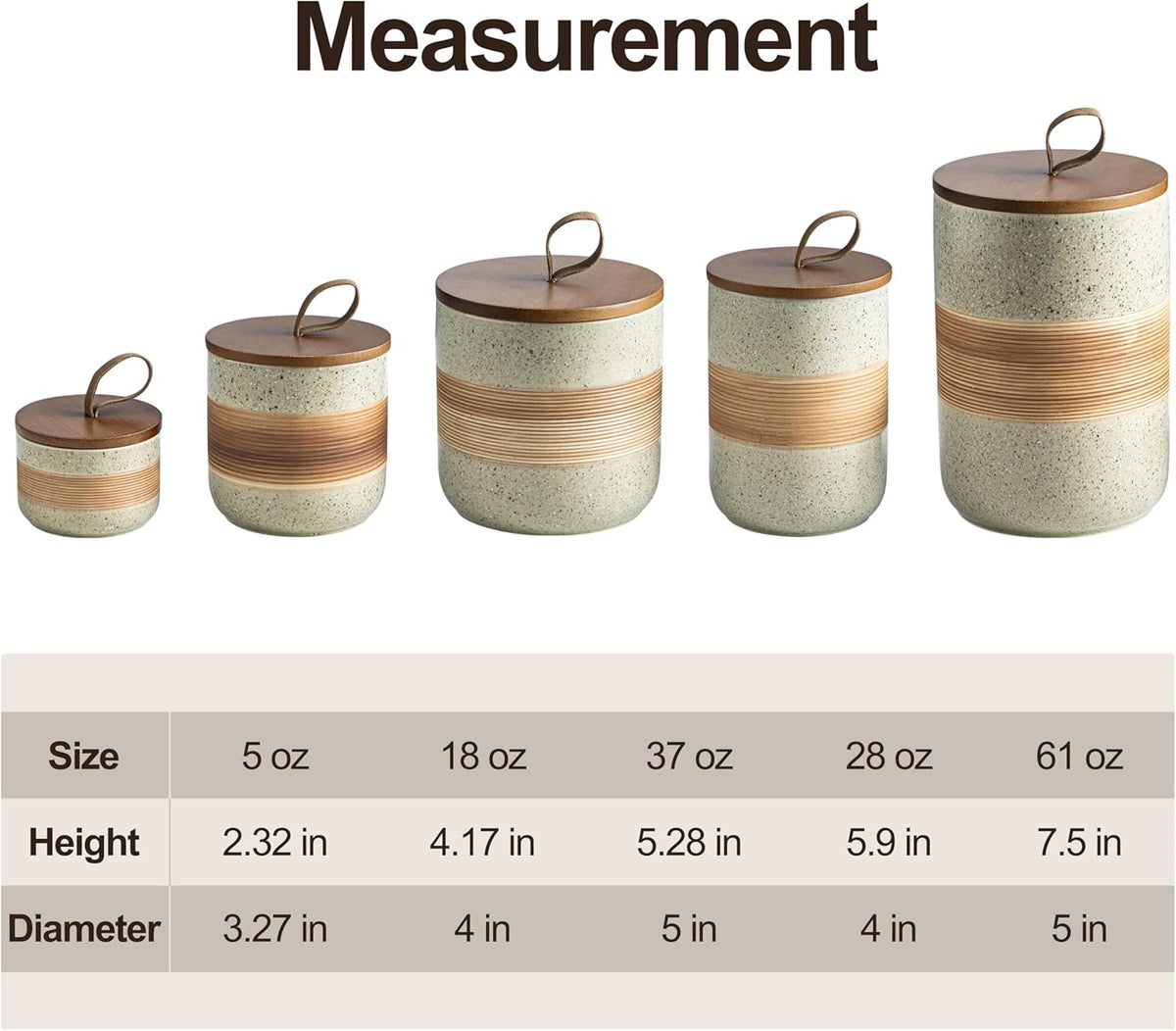 Small Ceramic Jar with Lid, Coffee Canister Coffee Container Kitchen Food Storage Jars for Spice Sugar Tea Bag, Stackable Decorative Jars for Countertop, 5oz