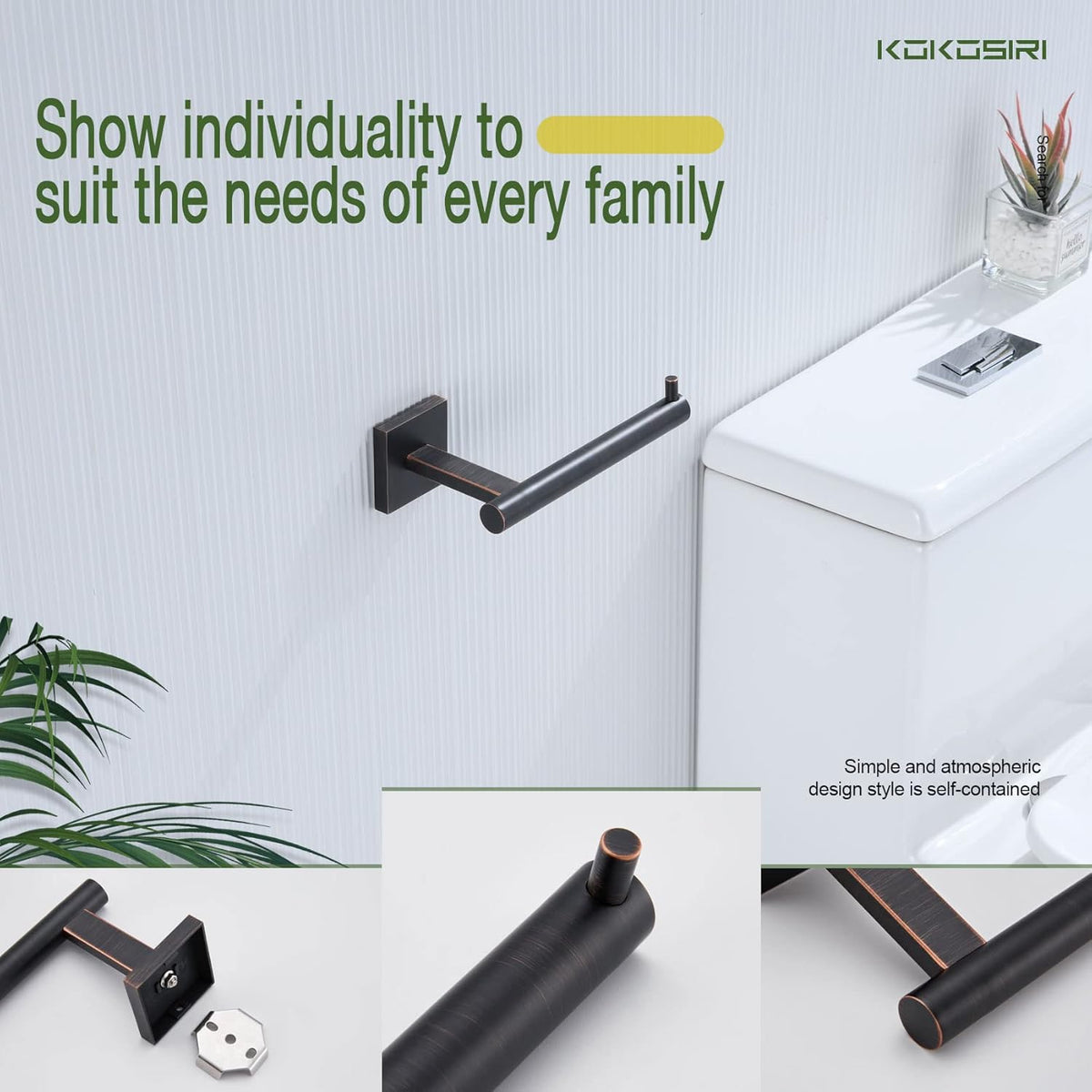 KOKOSIRI Toilet Paper Holder Oil Rubbed Bronze Toilet Roll Holder Hold Mega Rolls Kitchen Bathroom Tissue Paper Dispenser Stainless Steel, B2005ORB