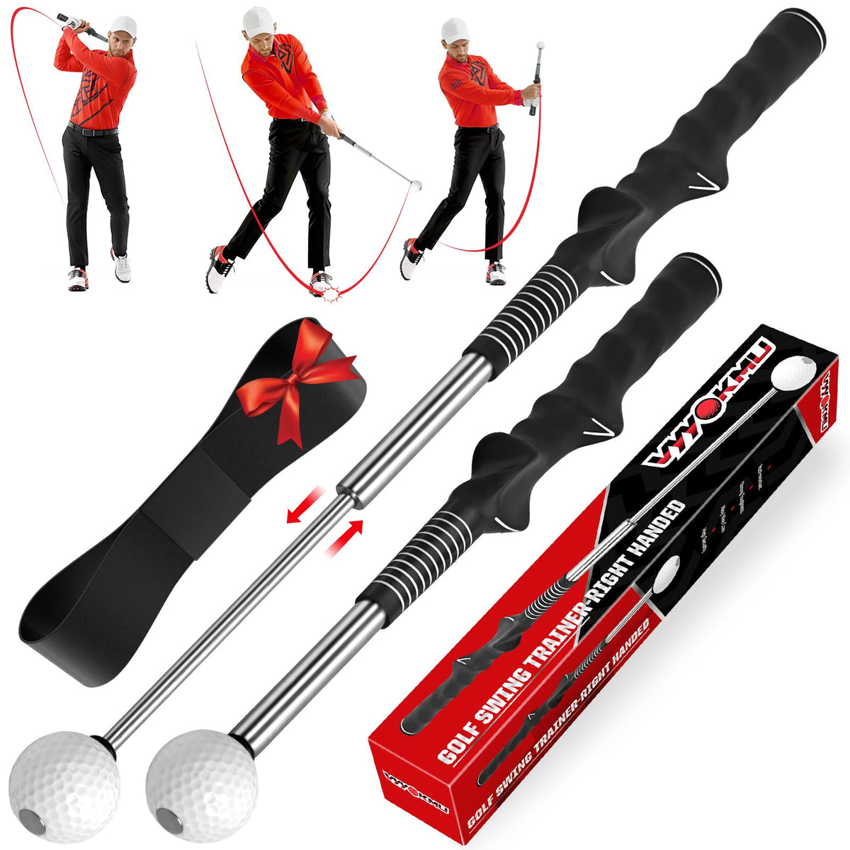 VYYOKMU Tempo Stick Golf for Right Hand, Retractable Golf Swing Trainer