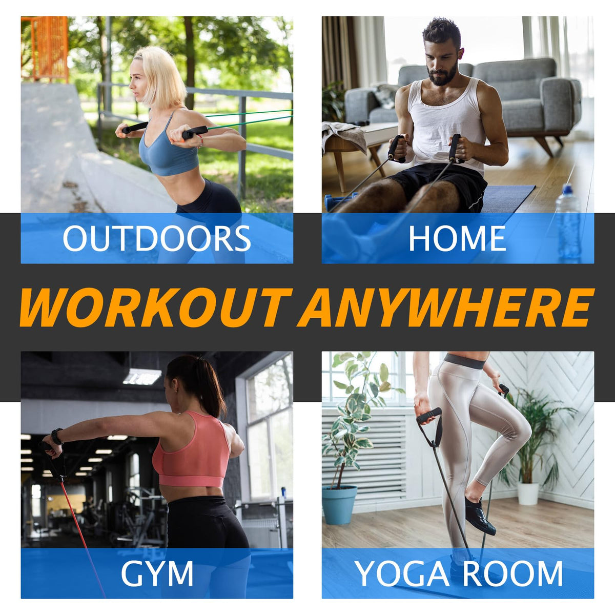 Resistance Bands with Handles and Door Anchor for Working Out