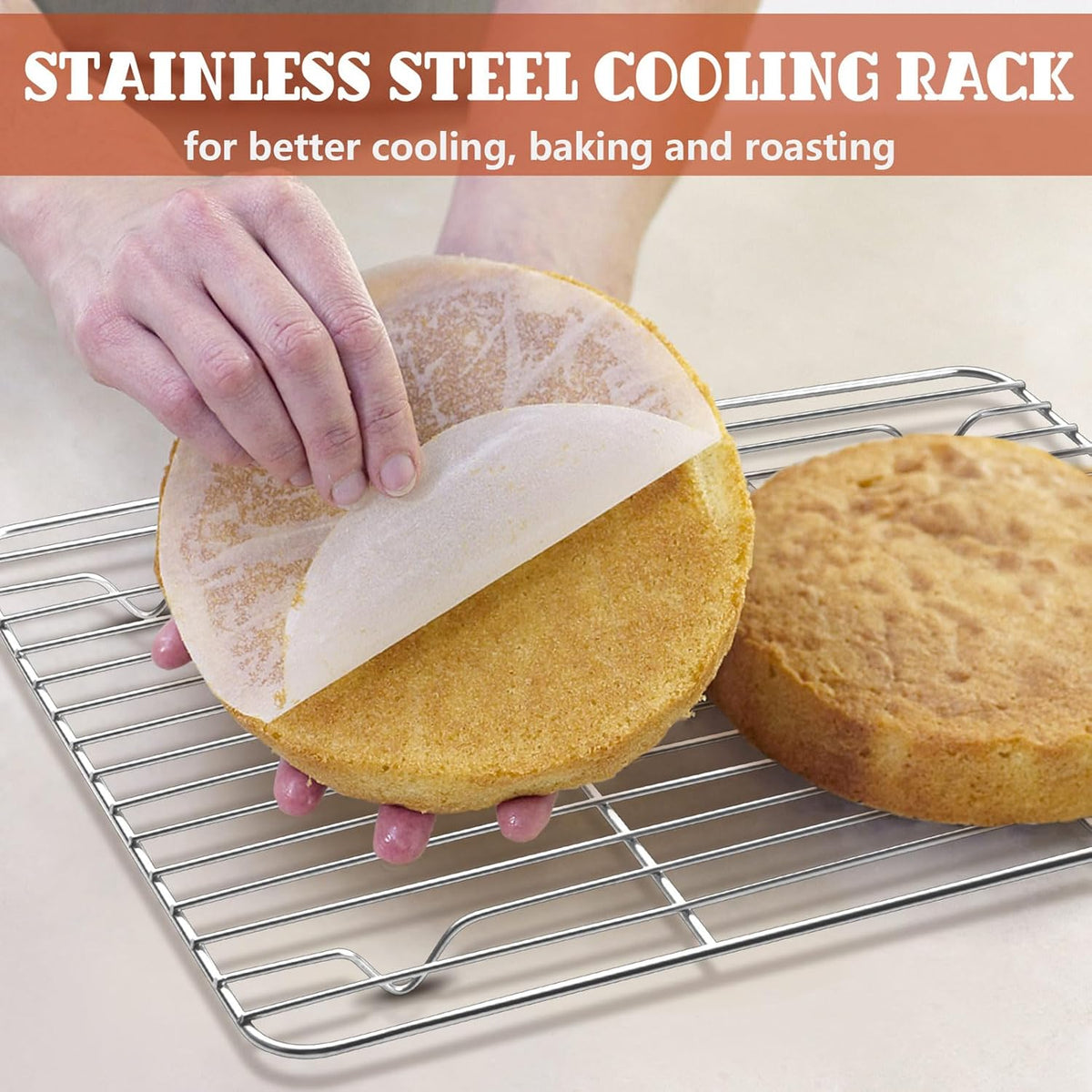 P&P CHEF Baking Cooling Rack Set for Cooking Roasting, 4-Piece Stainless Steel Wire Racks for Oven Use, Healthy & Dishwasher Safe, Rectangle, 8.6 + 9.7+ 11.6 + 15.3 Inch