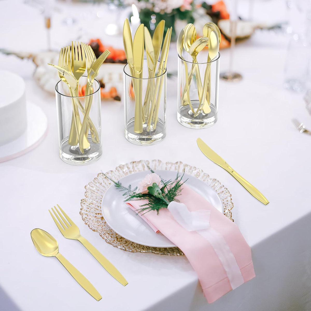 360 Count Extra Heavy Duty Gold Plastic Forks Disposable, BPA-Free, Heat Resistant, Solid and Durable Disposable Forks Bulk, Premium Plastic Forks heavy duty for Party Supply