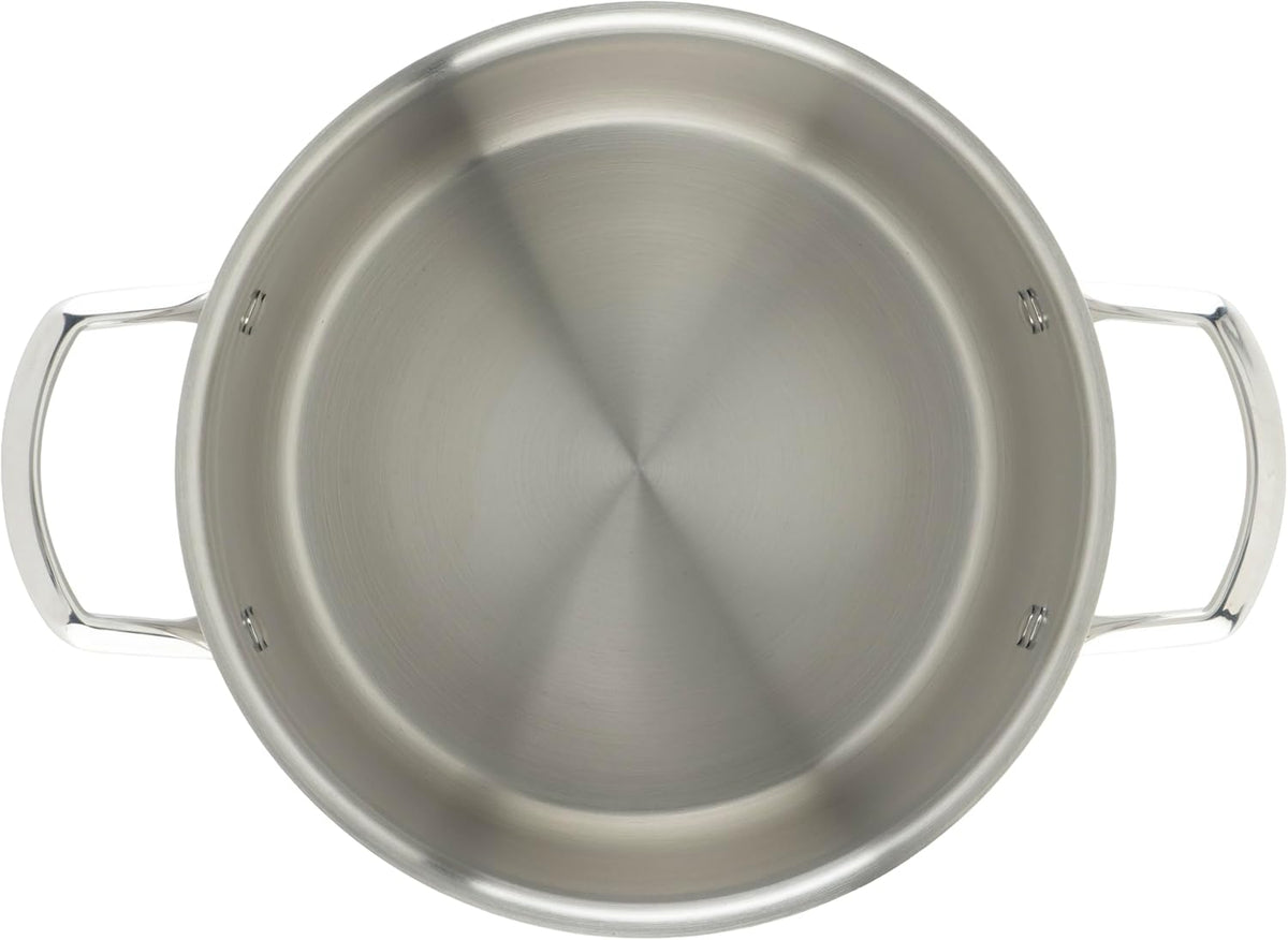WINCO Tri-Ply Stock Pot, 6-quart-qt-6qt, Silver