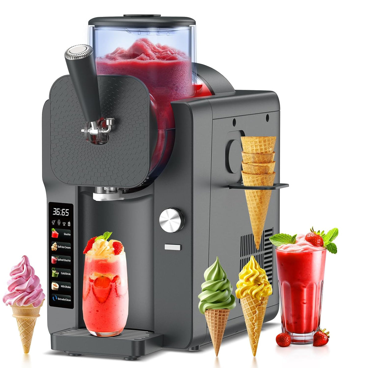 Ice Cream Maker, Slushie Machine for Home, Slushy Machine 70 oz Margarita Machine with 6 Preset Programs for Ice Cream,