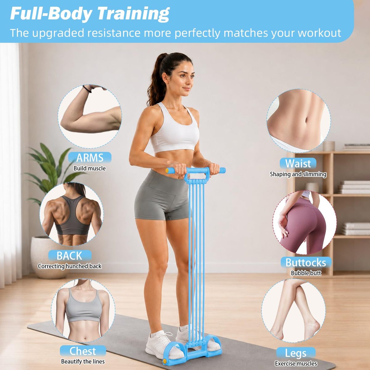 Pedal Resistance Bands with Handles, Upgrade 10-Tubes Adjustable Resistance