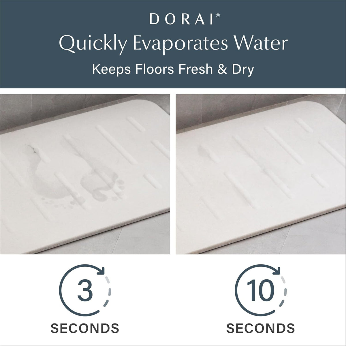 Dorai Home Bath Stone Mat 23.6"x15.4" – Luxury Diatomite Stone Mat, Quick-Dry, Non-Slip, Rain Sandstone