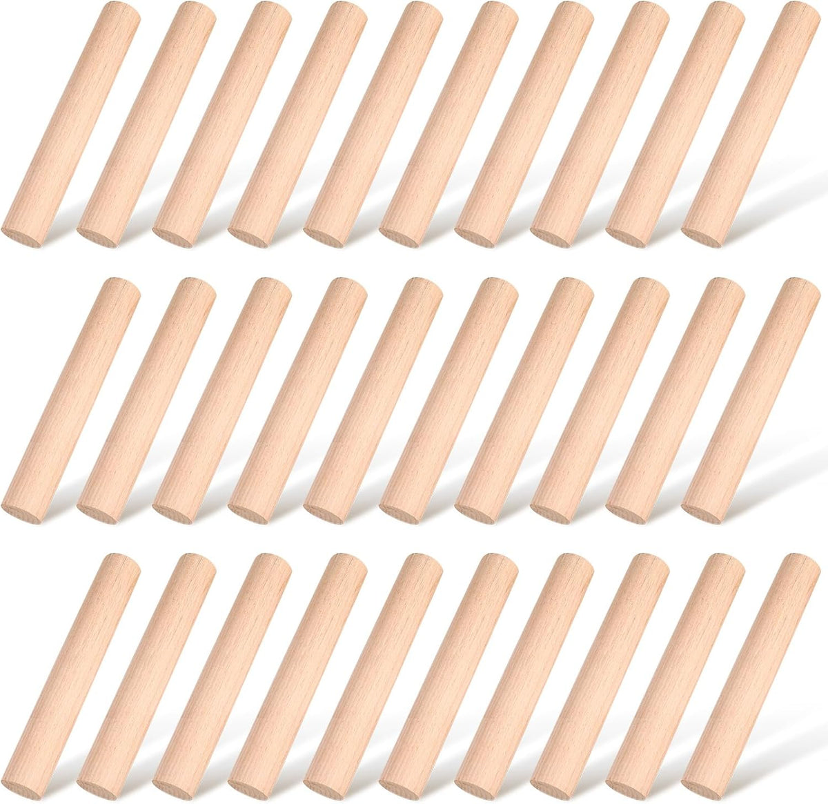 Patelai Small Wooden Rolling Pin, Dumpling Dough Roller Wooden Mini Rolling Pins Kitchen Utensil Tool for Fondant, Pasta, Bread, Pastry, Cookies, Pizza, Pie, Cylinder Style, 6.3 Inch (30 Pieces)